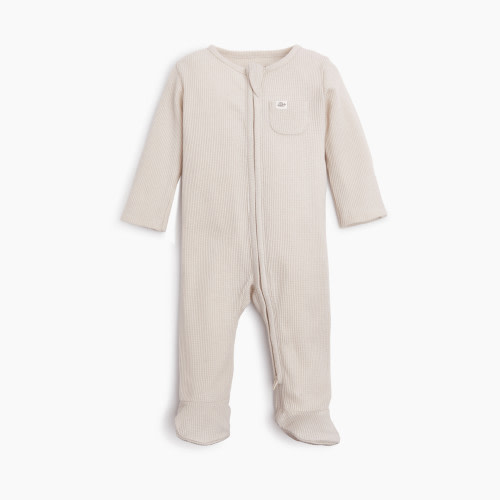 Tiny Kind Waffle Footie - Oat, Newborn