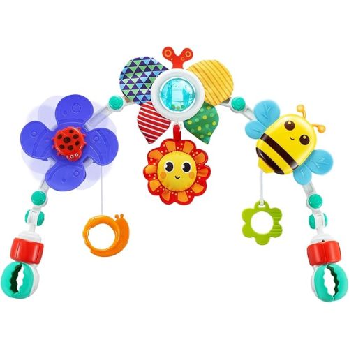 Baby Activity Arch Toy Bar for Stroller, Bassinets and Car Seat, Adjustable Crib Toys Hanging Attachment, Sensory Development Toys with Rattles