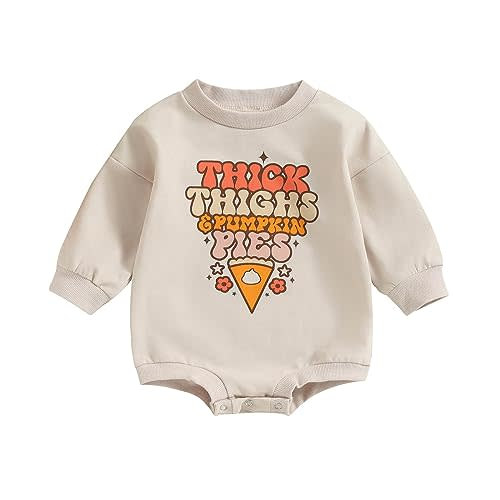 FOCUSNORM Halloween Newborn Baby Girl Outfit Pumpkin Sweatshirt Romper Long Sleeve Onesie Jumpsuit Infant Fall Winter Clothes