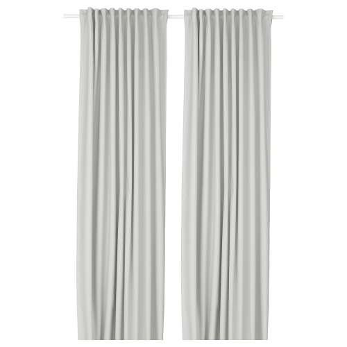 KORGMOTT Black-out curtains, 1 pair - white/with heading tape 57x84 "