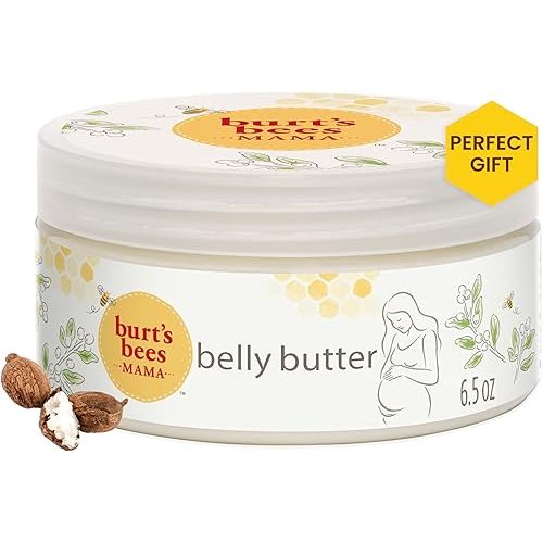 Burt's Bees Mama Belly Butter, Stretch Mark Cream for Pregnancy Massages Body & Reduces Scar Appearance, Prenatal & Postnatal Tummy Skin Care, Shea Butter & Vitamin E Rich Formula, 6.5 Oz Tub