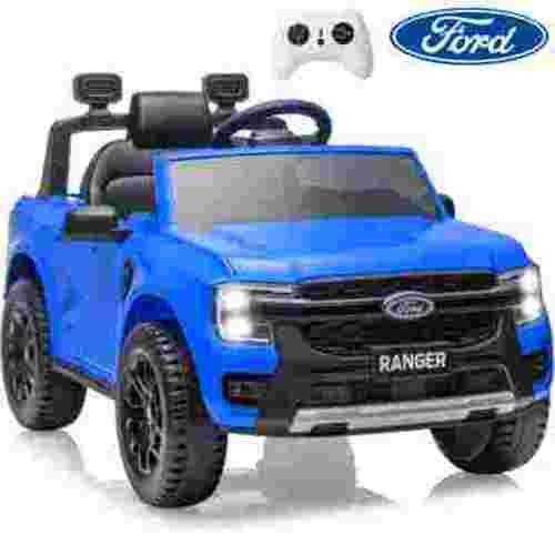 12V Powered Ride on Truck, Ford Ranger Ride on Toy Cars with Remote Control, Rear Wheels Suspension, Safety Belt, MP3 Player, Electric Ride on Cars for Kids Boys Girls 3-6 Ages, Blue