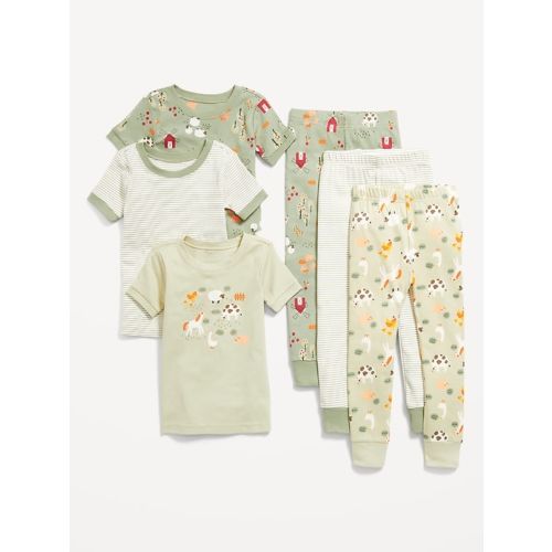 Printed Snug-Fit Pajama 6-Piece Set for Toddler & Baby