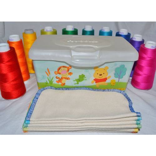 1-Ply Certified Organic Cotton Little Wipes - Baby Wipes 8x8 - Your Choice of Edging Color - Your Choice of Pack Size · Handmade in the USA!