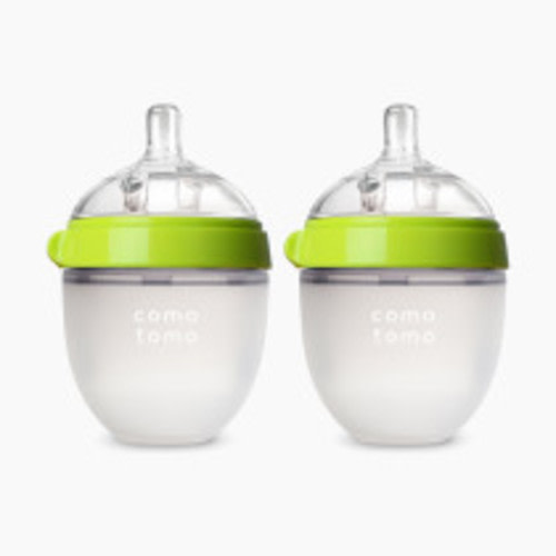 Comotomo Natural Feel Silicone Baby Bottles - Green, 5 Oz, 2