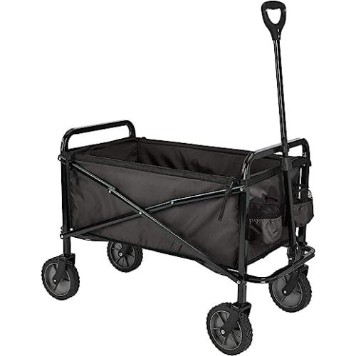 Amazon Basics Collapsible Folding Heavy Duty Utility Wagon for Outdoor Sports, 265 pounds Weight Capacity, Camping, Garden, and Shopping, 27.6 x 40.9 x 20 inches, Black