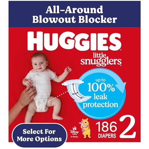 Huggies Size 2 Diapers, Little Snugglers Baby Diapers, Size 2 (12-18 lbs), 186 Count (3 Packs of 62), Packaging May Vary