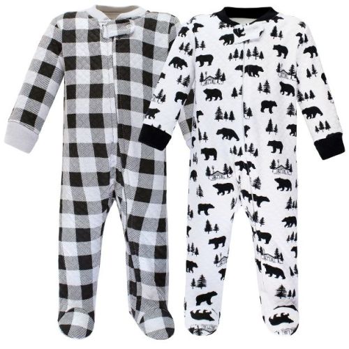 Hudson Baby Infant Boy Premium Quilted Zipper Sleep and Play, Bear Gray Black