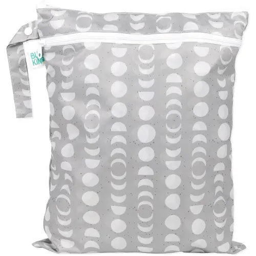 Bumkins Waterproof Wet Dry Bag for Baby, Travel, Swim Suit, Cloth Diapers, Pump Parts, Pool, Beach, Gym Clothes, Toiletry, Hook to Stroller, Daycare, Zipper Reusable Wetdry Packing Pouch, Lunar Gray