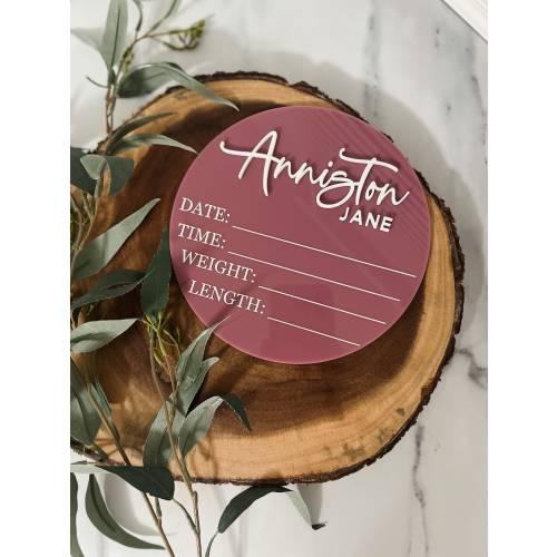 3D Colored Acrylic Baby Name Sign, Hospital Birth Stats Sign, Birth Announcement, Baby Name Sign, Newborn Announcement