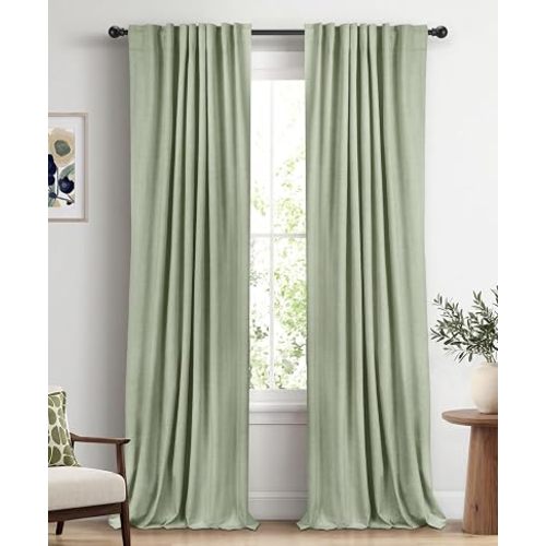 Sage Green Total Blackout Curtains for Bedroom 72 Inches Long