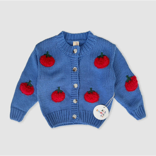 Tomato Cardigan - Cozy Kids Sweater with 3D Appliqués | All Small Co. – All Small Co.