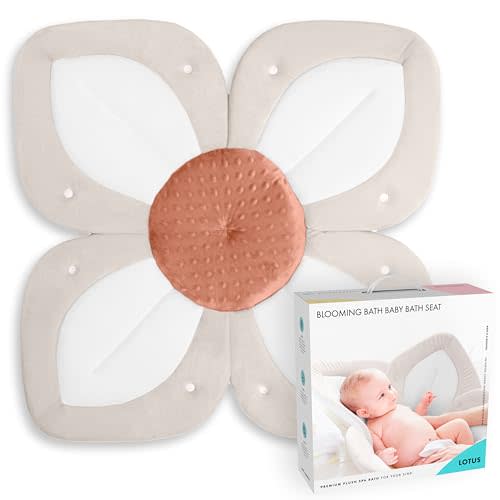 Blooming Bath Baby Bath Seat - Baby Tubs for Newborn Infants to Toddler 0 to 6 Months and Up - Baby Essentials Must Haves - The Original Washer-Safe Flower Seat (Lotus, Cream/White/Clay)