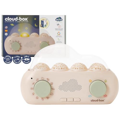 Cloud b CloudBox - My First Dreambox | Dream Machine | Night Light Projector & Sound Machine for Sleep | 36 Stories, 8 Melodies & White Noises | USB Rechargeable | Newborn Essentials Must Haves