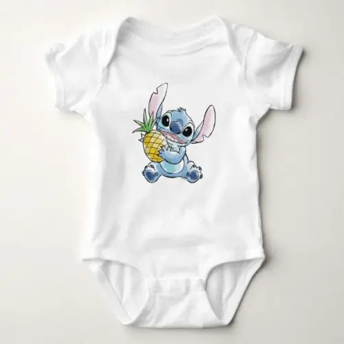 Watercolor Stitch Holding Pineapple Baby Bodysuit | Zazzle