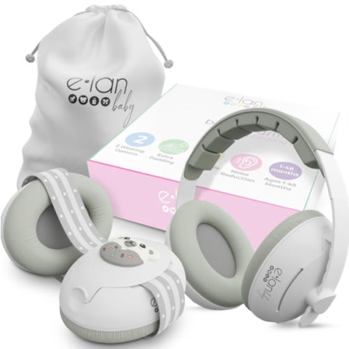 2-in-1 Baby Ear Muffs - Noise Protection Baby Headphones for Noise & Plane Travel - 2 Headbands - Baby Ear Protection - Baby Noise Canceling Headphones for Infant & Toddler, Age 1-48 Months