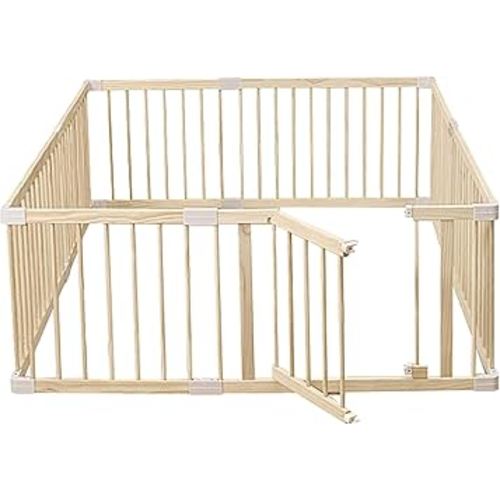 HARPPA Baby Gate Playpen, 56x56x24 inches for Babies and Toddlers Wooden Playpen Large Baby Fence Play Yards for Play Area