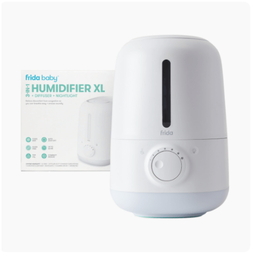 Frida Baby 3-in-1 XL Top Fill Humidifier for Bedroom, Cold & Flu Relief, 6L Tank Cool Mist Humidifier + Diffuser for Large Rooms, Mold Resistant, Nightlight, Auto-Off, Quiet, Essential Oil Diffuser