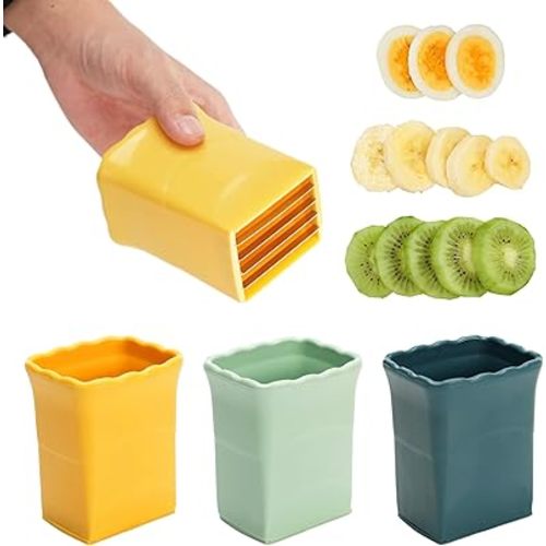 Fruit Slicer Cup, Hundop Strawberry Cutter, Egg Banana Chopper, Creative Kitchen Gadget for Making Vegetable Salad, Dishwasher Safe (3 Pack)