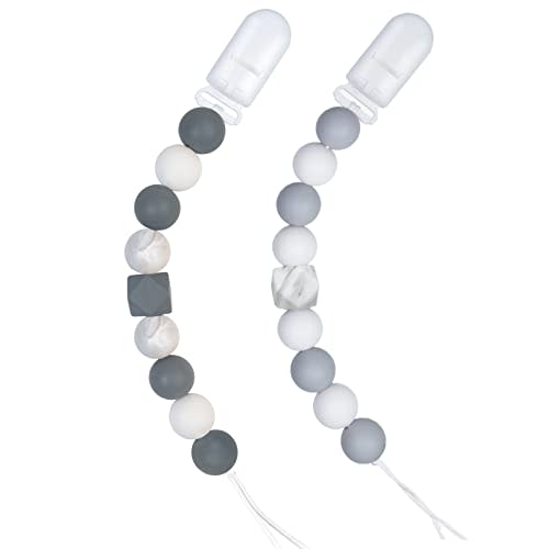 Pacifier Clips for Baby Boys Girls (Grey)