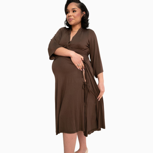 Lila Maternity Lila Labor & Postpartum Gown - Mocha, Large