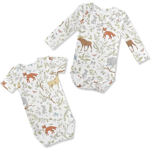 Sweet Jojo Designs Woodland Animals Unisex Baby Bodysuit Newborn Infant Clothing Babywear 2PC Bear Deer Fox