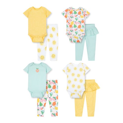 Little Star Organic Baby Girl 8 Pc Mix & Match Set, Size Newborn-24 Months