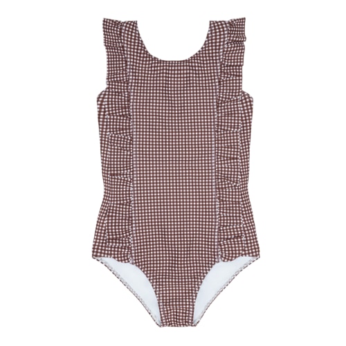 girls cocoa gingham ruffle one piece
