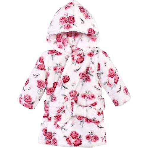 Hudson Baby Unisex Baby Plush Animal Face Bathrobe, Rose, 0-9 Months