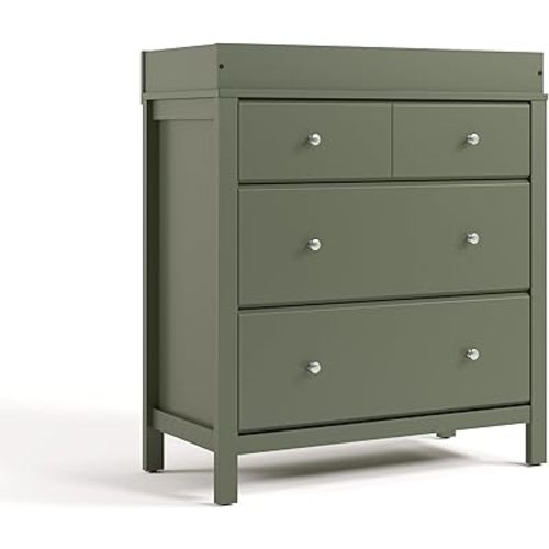 Storkcraft Horizon 3 Drawer Chest with Changing Topper (Olive) – GREENGUARD Gold Certified, 3 Drawer Dresser, Nursery Dresser Drawer Organizer
