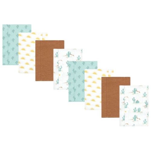 Hudson Baby Cotton Poly Flannel Burp Cloths 8-pack, Desert Cactus, One Size