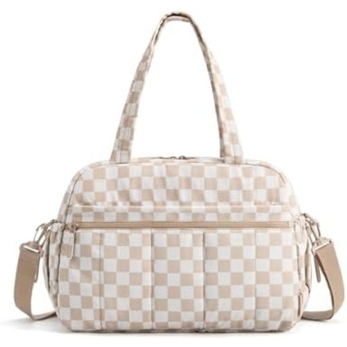 BAGSMART Gym Bag for Women, Duffle Bag for Travel with Wet Pocket, Lightweight Carry on Weekender Duffel, Water Resistant, Retro Checker