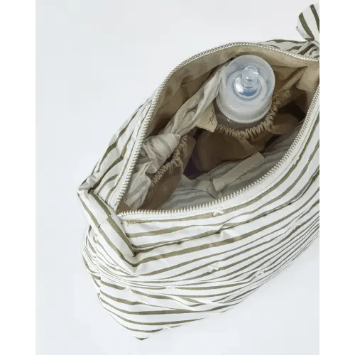 Stripes Away On The Go Pouch, Olive - Pehr