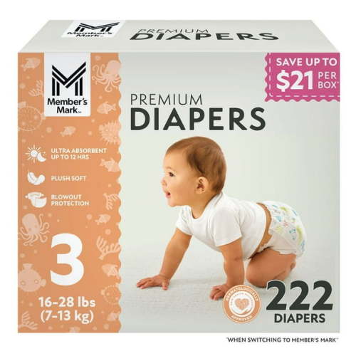 Member's Mark Premium Baby Diapers, Sizes Newborn - 8 - Samsclub.com