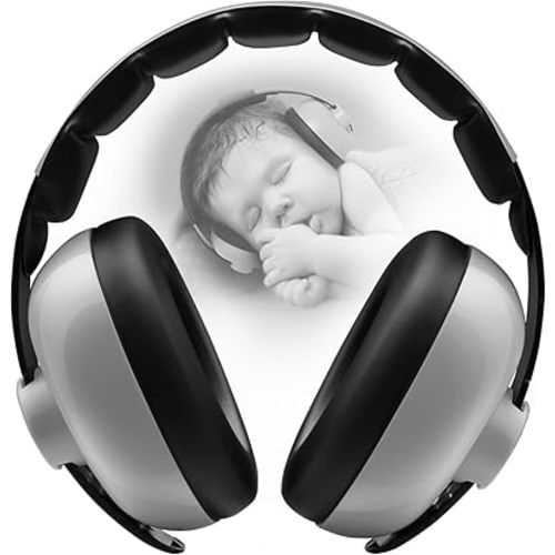Baby Noise Cancelling Headphones - Baby Ear Protection 3-36 Months - Comfortable Baby Headphones Against Hearing Damage & Improves Sleep - Grey