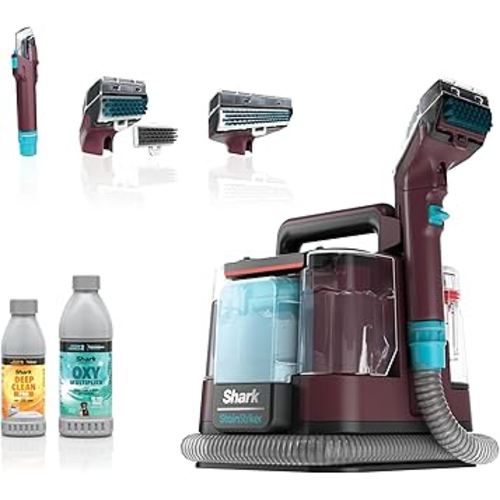 Shark Carpet Cleaner Machine, Portable Upholstery StainStriker, Spot, Odor & Stain Remover, 2 Carpet Cleaner Solutions, 3 Tools, Perfect for Pet Hair, Carpet, Area Rugs, Couches, Burgundy, PX203BRN