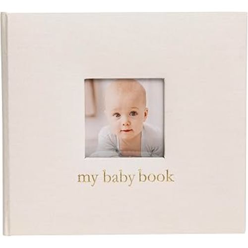 Pearhead Baby Memory Book, Baby's First 5 Years Keepsake Journal, Gender-Neutral Newborn Gift, Baby Girl or Boy Book, Ivory Linen