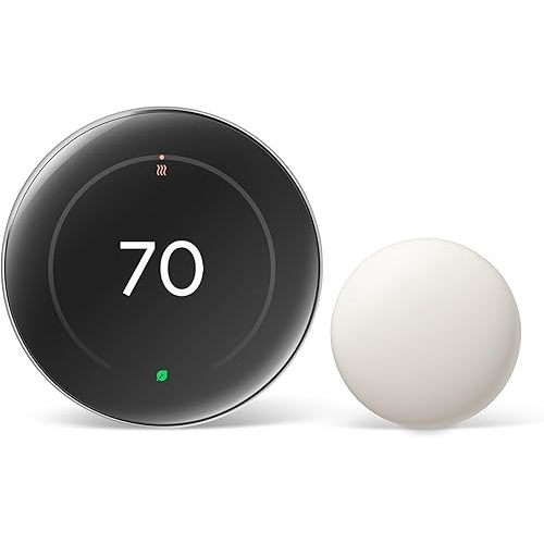 Google Nest Learning Thermostat (4th Gen, 2024) with Nest Temperature Sensor - Energy Saving Smart Thermostat with Adaptive Eco - Works with Alexa and Google Home App - Polished Silver