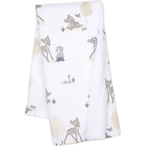 Lambs & Ivy Disney Baby Bambi & Thumper White Minky/Fleece Deer Baby Blanket