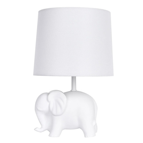 Tiny Dreamers White Ceramic Elephant Lamp with Shade, 14"