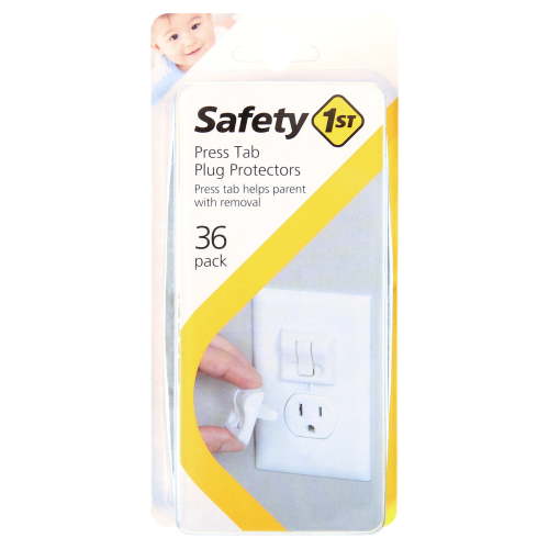 Safety 1st Press Tab Plug Protectors, 36 Pack, White, Toddler Safety