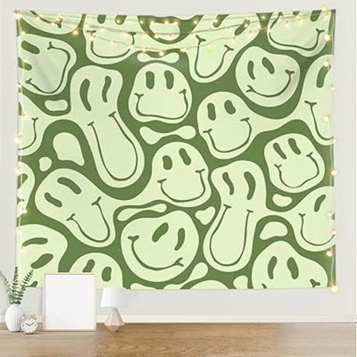 Watbro Retro Hippie Tapestry for Bedroom 60s 70s Colorful Vintage Tapestry Wall Hanging Decor for Living Room Dorm Size 59.05x51.1 Inches,Retro Green