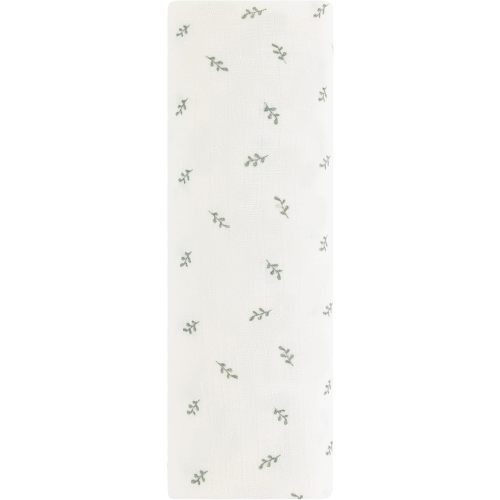 Ely's & Co. Cotton Muslin Swaddle Blanket 1-Pack — 100% Cotton Muslin Extra-Large Swaddle Blankets (47” x 47”) Printed (Sage Leaf)