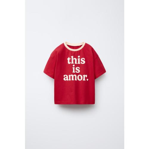 TEXT PRINT T-SHIRT - Red | ZARA United States