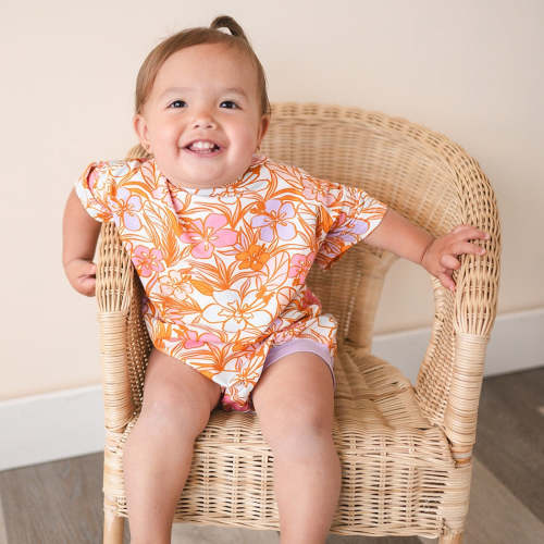 T-shirt Bubble Romper - Tropical Hibiscus