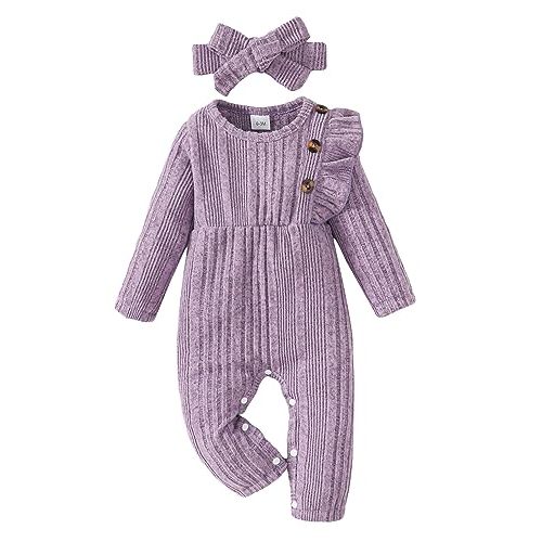 Infant Baby Girl Clothes Newborn Girl Romper Fall Winter Outfit Ruffle Long Sleeve Jumpsuit Romper Cute Baby Girl Outfit
