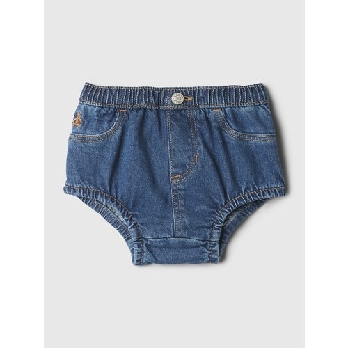Baby Denim Diaper Cover in dark wash, size: 0-3 M