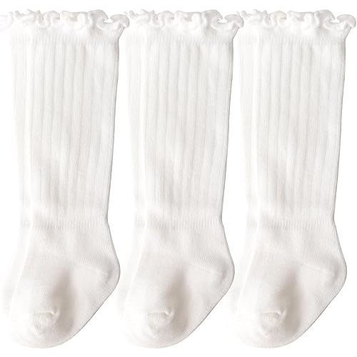 Baby Knee High Socks Kids Tube Long Boot Cotton Knit Stocking Infant Toddler Dress Socks for Boy Girl