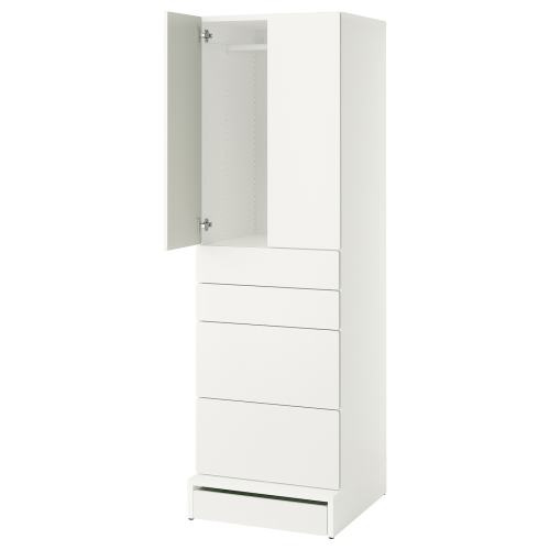 SMÅSTAD / UPPFÖRA Wardrobe - white white/with 4 drawers 23 5/8x25 5/8x77 1/8 "