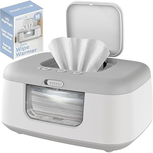 Jool Baby TinyBums Baby Wipe Warmer & Dispenser with LED Changing Light & On/Off Switch (Gray)
